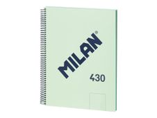 Milan 430 Since 1918 - Cuaderno - encuadernado espiral - A4 (210 x 297 mm) - 80 hojas / 160 páginas - liso - 4 taladros - verde