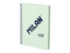 Milan 430 Since 1918 - Cuaderno - encuadernado espiral - A5 - 176 x 210 mm - 80 hojas / 160 páginas - liso - 2 taladros - verde - cartón
