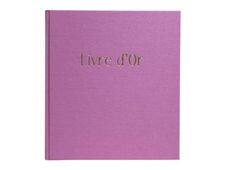 Exacompta POP'N CO - Livre d'or - 210 x 190 mm - 70 feuilles / 140 pages - papier blanc - couverture lilas - carton recouvert de papier, tissu