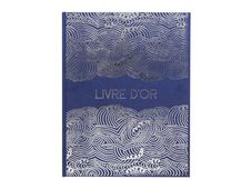 Exacompta Japan - Livre d'or - 270 x 220 mm - 50 feuilles / 100 pages - papier blanc - impressions japonaises - couverture bleue - carton recouvert de papier