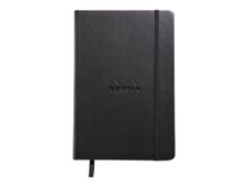 RHODIA - Cahier web - 140 x 210 mm - 96 feuilles / 192 pages - papier ivoire - pointillé (5 mm) - couverture noire - cuir italien