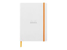 RHODIA Rhodiarama - Cahier de notes - lien parfait - A5 (148 x 210 mm) - 80 feuilles / 160 pages - papier ivoire - pointillé - couverture blanche - cuir italien