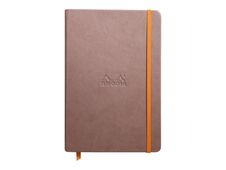 RHODIA Rhodiarama - Cahier de notes - A5 (148 x 210 mm) - 96 feuilles / 192 pages - papier ivoire - uni - couverture taupe avec fermeture orange - similicuir