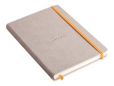 RHODIA Rhodiarama - Cahier de notes - A5 (148 x 210 mm) - 96 feuilles / 192 pages - papier ivoire - uni - couverture beige avec fermeture orange - similicuir
