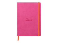 RHODIA Rhodiarama - Cahier de notes - lien parfait - A5 (148 x 210 mm) - 80 feuilles / 160 pages - papier ivoire - pointillé - couverture fushia - cuir italien