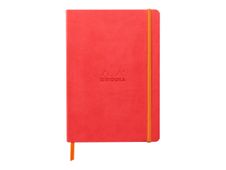 RHODIA Rhodiarama - Cahier de notes - lien parfait - A5 (148 x 210 mm) - 80 feuilles / 160 pages - papier ivoire - pointillé - couverture corail - cuir italien