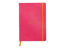 RHODIA Rhodiarama - Cahier de notes - A5 (148 x 210 mm) - 80 feuilles / 160 pages - papier ivoire - pointillé - couverture framboise - similicuir