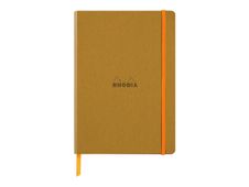 RHODIA Rhodiarama - Cahier de notes - lien parfait - A5 (148 x 210 mm) - 80 feuilles / 160 pages - papier ivoire - pointillé - couverture or - cuir italien