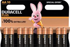 DURACELL piles 100% plus  - 10 piles alcalines - AA LR06 