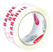 Sign - Ruban adhésif mention "Bande de garantie" - notée en rouge - 66 m x 50 mm - blanc & rouge