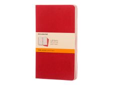 Moleskine Cahier - Journal - reliure cousue - large - 130 x 210 mm - papier ivoire - ligné - couverture rouge canneberge - carton (pack de 3)