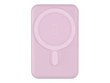 BIGBEN Connected - Banque d'alimentation - magnetic MagSafe wireless, Qi - 5000 mAh - 10 Watt - 2 connecteurs de sortie (USB, 24 pin USB-C) - rose