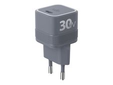 Force Power - Adaptateur alimentation - CA / USB-C - UltraGaN, garantie à vie - 30 Watt - QC 4.0 - gris