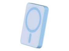 Force Power - Banque d'alimentation sans fil - magnetic, MagSafe, Qi, lifetime warranty - lithium ion / lithium polymère - 5000 mAh - 15 Watt - 3 A (24 pin USB-C) - sur le câble : USB-C - metal blue