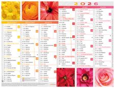 Oberthur - Calendrier fleurs - 6 mois par page - 430 x 335 mm - daté
