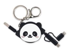 LEGAMI Charge 'N Roll - Câble USB - 24 pin USB-C (M) with detachable USB-C to USB-A adapter pour 24 pin USB-C, Lightning, Micro-USB de type B (M) - 2 A - 1 m - 3 en 1, rétractable - panda