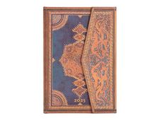 Paperblanks Safavid Binding Art - Agenda - 2025 - semainier - reliure piquée - mini - 95 x 140 mm - 160 pages - papier crème - Indigo safavide - couverture bleue