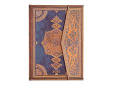 Paperblanks Safavid Binding Art - Agenda - 2025 - semainier - reliure piquée - midi - 125 x 180 mm - 160 pages - papier crème - Indigo safavide - couverture bleue