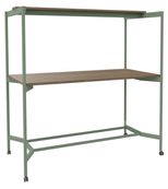 Table Coworking ELKI - L180 - plateau imitation noyer - pied vert sauge