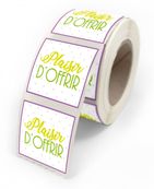 Etiquettes plaisir d offrir fantaisie 4x3,5cm - rouleau de 500