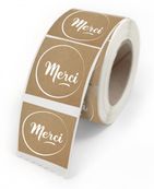 Etiquettes Merci naturel 4x3,5cm - rouleau de 500