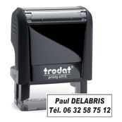 Tampon personnalisé avec 2 lignes - zone d'impression 26 x 9 mm - Trodat Printy 4910 noir