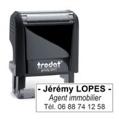 Tampon personnalisé avec 3 lignes - zone d'impression 38 x 14 mm - Trodat Printy 4911 noir