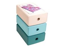 Exacompta Skandi - Boîte d'archive - 3 tiroirs - pour A5 Plus - bleu Pacifique, bleu givré, nu (pack de 3)