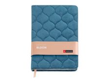 Miquelrius British Bloom - Cahier de notes - A5 (140 x 200 mm) - 80 feuilles / 160 pages - papier blanc - pointillé - couverture bleue - velveteen fabric covered cardboard