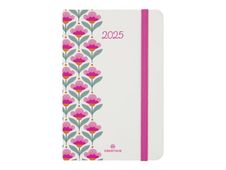 Oberthur Anahita - Agenda - 2025 - semainier - mini - 100 x 150 mm - 128 pages -  blanc - rétro -  rose 