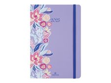 Oberthur Anahita - Agenda - 2025 - semainier - moyen - 170 x 245 mm - 128 pages -  blanc - floral lilac -  violette 