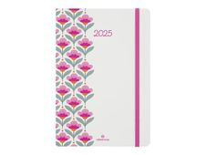 Oberthur Anahita - Agenda - 2025 - semainier - moyen - 170 x 245 mm - 128 pages -  blanc - rétro -  rose