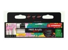 STABILO FREE - Marqueur - blanc - acrylique (pack de 3)