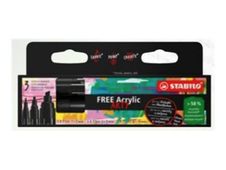 STABILO FREE - Marqueur - noir - acrylique (pack de 3)
