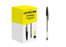 Les Prix Mini - 50 Stylos bille noir - pointe conique de 1 mm  