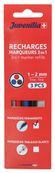 Sachet de 3 recharges marqueurs 3en1 permanents JUVENILIA coloris assortis