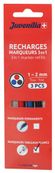 Sachet de 3 recharges marqueurs 3en1  tableaux blancs JUVENILIA coloris assortis 