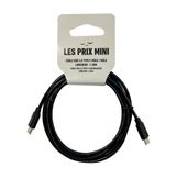 Cable USB 2.0 Type-C - 1,5 m - noir - LES PRIX MINI