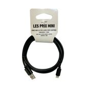 Cable USB 2.0 Type-A/lightning - 1,5 m - noir - LES PRIX MINI