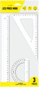Les Prix Mini - Kit de traçage 3 pièces - Règle 30 cm - équerre et rapporteur en blister