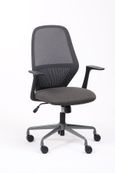 Fauteuil de bureau TIME - accoudoirs fixes pied acier - assises gris foncé