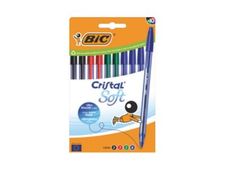 BIC Cristal SOFT - 10 Stylos à bille - bleu, noir, rouge, vert 