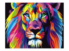 Figured'Art Lion Pop Art - Peinture par numéro - 40 x 50 cm - lion pop