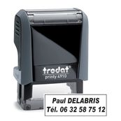 Tampon personnalisé avec 2 lignes - zone d'impression 26 x 9 mm - Trodat Printy 4910 gris