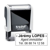 Tampon personnalisé avec 3 lignes - zone d'impression 38 x 14 mm - Trodat Printy 4911 blanc