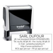 Tampon personnalisé avec 6 lignes - zone d'impression 64 x 26 mm - Trodat Printy 4914 blanc