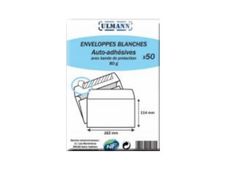 Ulmann - 50 enveloppes - C6 162 x 114 mm - auto-adhésif - 80 gr - blanc
