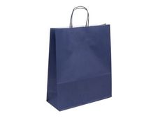 50 Sacs cadeau kraft - poignées torsadées - 35 cm x 14 cm x 41 cm - bleu marine