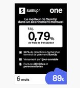 Carte dématérialisée Sumup - Abonnement 6 mois - 0,79% de frais de transaction