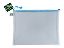 FolderSys - Valisette à fermeture éclair - pour A4 (210 x 297 mm) - bleu pastel transparent